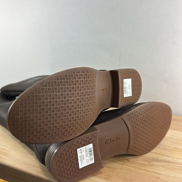 Clarks Camzin Branch Tall Regular Calf Boots- Dark Brown Leather- Sz 10 Wide - Picture 7 of 9